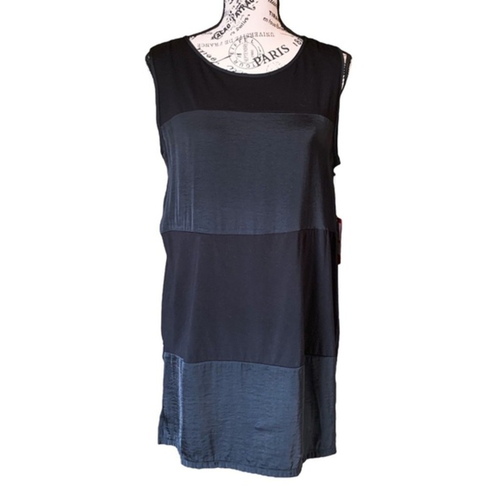 nwt Vince Camuto Oversized Tunic Sleeveless Blouse in Rich Black Small Tall